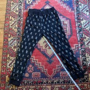 Madewell J Crew Black White Tribal Capri Ankle Elastic Pants Trousers Small